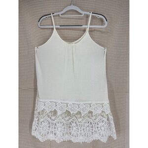 Forgotten Grace Eyelet Lace Extender Tank Top Cami Small Ivory Boho Whimsigoth